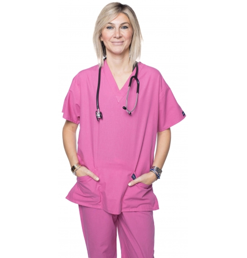 Scrub Set With Four Pockets Normal Unisex Solid Half Sleeve 